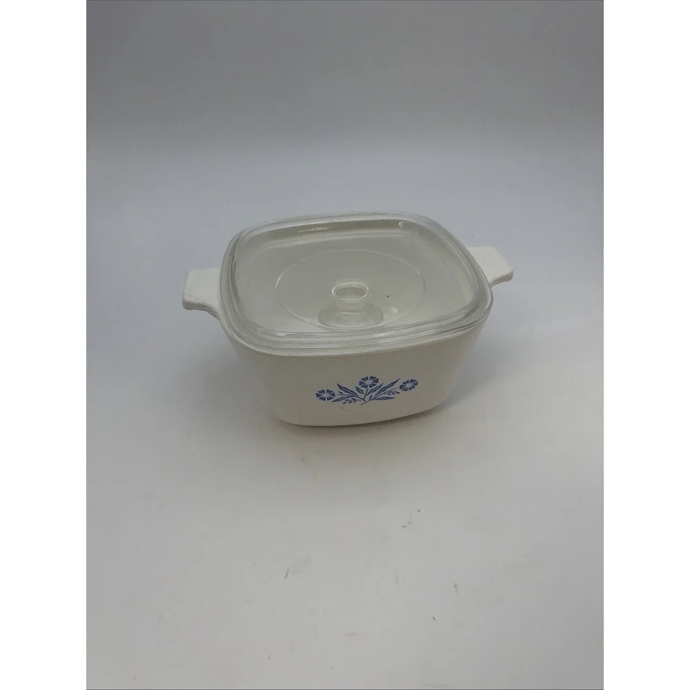 Vintage Corning Ware Blue Cornflower P-1 3/4-B Casserole With Pyrex A-7-C Lid